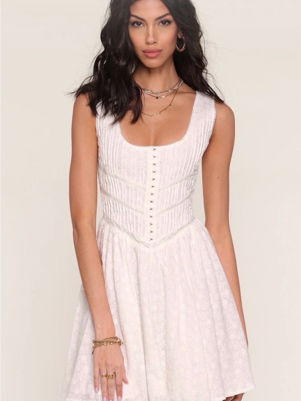 NWT Heartloom Nathalie 100% cotton White tailored Mini Dress sz M boho, cottage